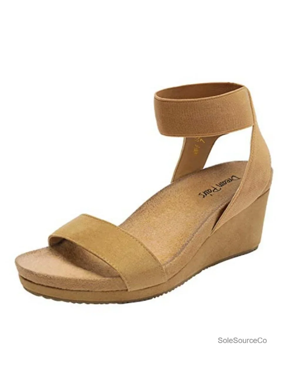 Womens Wedge Sandals Ankle Strap Platform Faux Suede Elastic